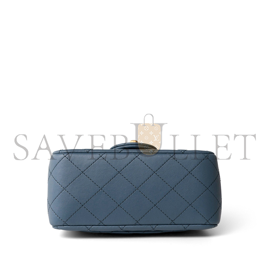 ch*el master gold ball flap bag cf fatty fang De*1m blue as1786 (18*13*7cm)